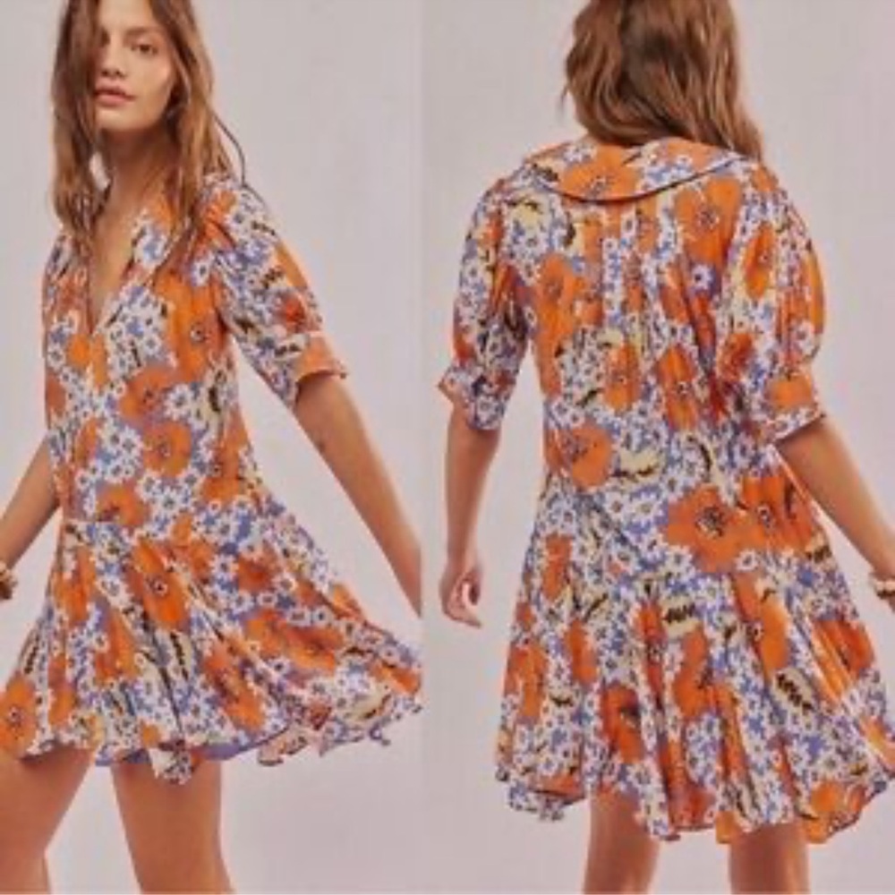 NWT Free People Sugar Crush Mini Dress in Cobalt Combo